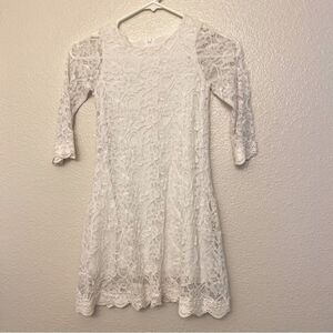 Girls long sleeve white lace dress-6/7yr